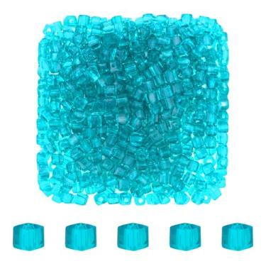 Imagem de Mandala Crafts Contas de cristal de cubo turquesa de 3 mm – 500 contas de vidro facetadas para fabricação de joias, suprimentos de contas, artesanato DIY, pulseiras, colares, brincos e contas