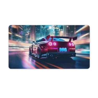 Imagem de FoRes JDM Tapete de mouse grande para jogos Speed JDM R35 carro néon borrão cool tapete de mesa base de borracha antiderrapante acessórios para computador laptop suprimentos bloco de escrita para
