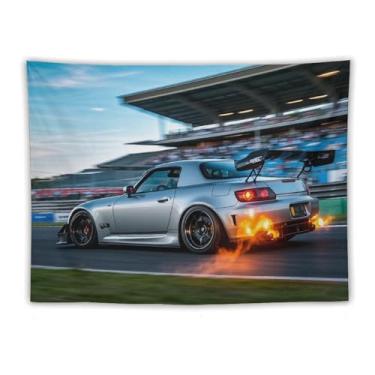 Imagem de HouLaiZhe Tapeçaria de carro japonesa S2000 carro esportivo Jdm pendurado na parede quarto decoração de casa tapeçarias estética piquenique decoração de parede arte de parede para dormitório sala de