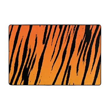 Imagem de Zeraoke Tapetes listrados de tigre para sala de estar de 1,2 x 1,8 m, tapete macio e moderno, tapetes felpudos antiderrapantes para decoração de casa, tapete lavável para quarto, jantar, dormitório,