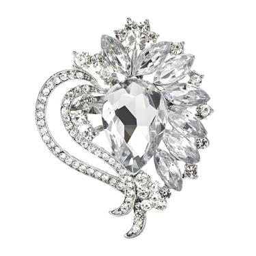 Imagem de Dreuyet Broches de coração de strass para mulheres vintage cristal zircônia cúbica amor dia dos namorados broche elegante para chapéu vestido bolsa acessórios terno festa de casamento decoração