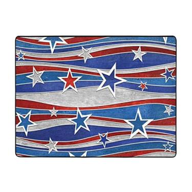 Imagem de ZERAOKE Patriotic Stars Strips Tapete de área 48 x 63 polegadas, lavável na máquina com suporte antiderrapante, tapetes macios para sala de estar, quarto, entrada, quarto de crianças, decoração de