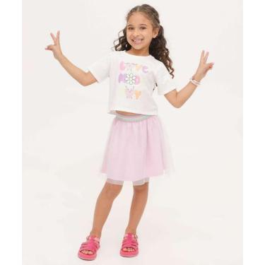 Imagem de Conjunto Infantil Estampa Flores Marisa Tam 4 a 10-25201, Branco, Rosa