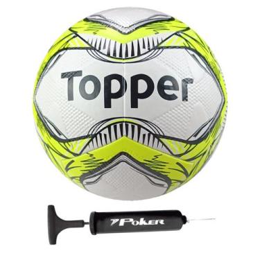 Imagem de Bola Futebol de Campo Topper Slick Fusionada Oficial + Bomba de Ar, Am