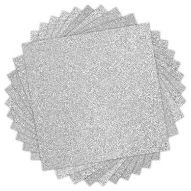 Imagem de HTVRONT Vinil de transferência de calor HTV com glitter prateado - pacote com 11 vinil HTV com glitter para camisetas, glitter em vinil compatível com Cricut & Silhouette Cameo (30,5 x 25,4 cm)