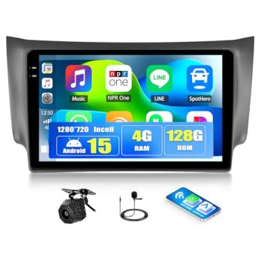 Imagem de [4 + 128 G] Rádio estéreo para carro Android 15 para Nissan Sentra Sylphy 2012-2018 com carro sem fio e Android Auto, rádio de carro de 10,1 polegadas com espelho Link Bluetooth FM/RDS WiFi GPS EQ DSP