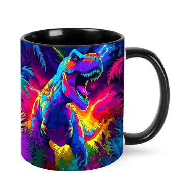 Imagem de Jumou Caneca de café de dinossauro 325 ml copo de cerâmica engraçado para mulheres homens novidade presentes de aniversário Natal micro-ondas escritório casa