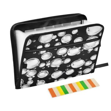 Imagem de Wassud Pasta organizadora de arquivos sanfonada com bolhas brancas A4, pasta organizadora de documentos, pasta de arquivos expansível, 13 bolsos