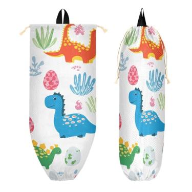 Imagem de xigua Suporte de saco plástico de dinossauros de desenho animado com cordão 1 pacote, organizador de sacolas de compras reutilizável para bolsas, meias, roupas íntimas e gravatas
