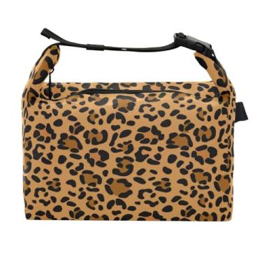 Imagem de STAYTOP Linda lancheira com estampa de leopardo marrom com fivela de alça, lancheira isolada para meninos e meninas, lancheira térmica para trabalho escolar