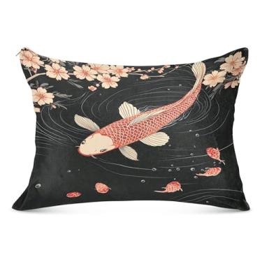 Imagem de Burbuja Fronha de travesseiro de peixe vermelho 53 x 137 cm, capa de almofada de pelúcia ultra macia e aconchegante com zíper para pele de cabelo