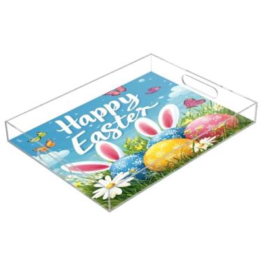 Imagem de STAYTOP Linda bandeja de acrílico para servir ovos de Páscoa, 15,7 x 11,20 cm, bandejas decorativas à prova de derramamento, organizador de bancada para café da manhã, chá, comida, maquiagem