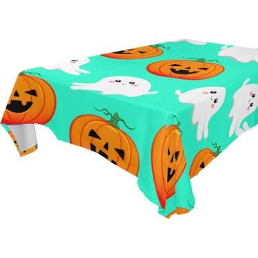 Imagem de Burbuja Toalha de mesa de abóboras de Halloween, toalha de mesa quadrada anti-rugas, grossa para decoração de jantar, cozinha, festa, 137 x 137 cm