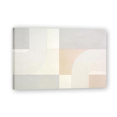 Imagem de Arte em tela minimalista de luz e sombra: Serenidade tons neutros grande área em branco para decoração de espaço calmo 50 x 75 cm emoldurado