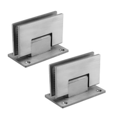 Imagem de Oedema 2 peças 90 graus de latão sólido de vidro sólido dobradiça de porta de chuveiro de substituição de ferragens para porta de chuveiro para vidro temperado de 8 mm-12 mm, prata