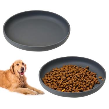 Imagem de BNOSDM Tigela de silicone antiderrapante para comida de gato, 2 peças, tigelas planas para cães com ventosa rasa para filhotes de cachorro e prato de água para animais de estimação pequenos e médios