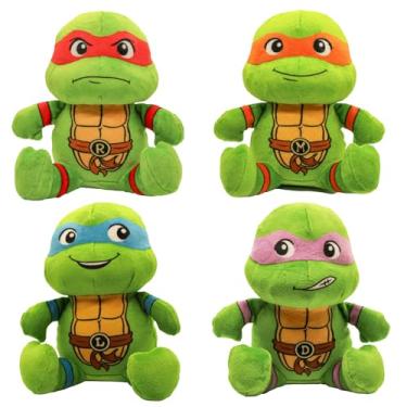 Imagem de Mercadoria oficial da Tartaruga Ninja Teenage Mutant | TMNT Toys Brinquedo de pelúcia para cães | Bichos de pelúcia para brincadeiras interativas | Pacote com 4 Donatello, Michelangelo, Raphael e