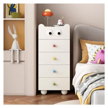 Imagem de Cômodas Cômoda de gaveta para quarto, cômoda madeira branca, moderna, organizadora armazenamento para corredor, sala estar, infantil(45 * 35 * 103cm)