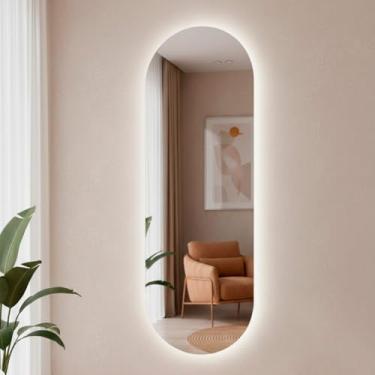Imagem de Espelho Orgânico Pílula 150x50 com Led Grande de Parede Decorativo para Sala Quarto Banheiro (Led Frio)