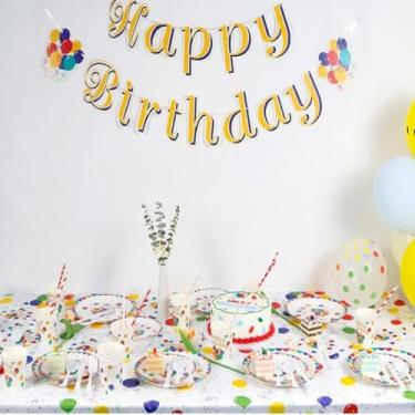 Imagem de CWPJUNDGP Copo de papel descartável, prato de papel de piquenique, conjunto de talheres de festa de aniversário, prato de bolo, prato de papel descartável