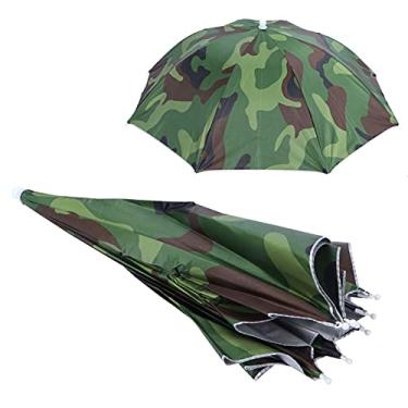 Imagem de Generic Chapéu Guarda-chuva de Pesca, Portátil, à Prova D'água, Elástico, para Atividades Ao Ar Livre para Adultos, Poliéster Durável para Camping, Caminhadas (Camuflar)