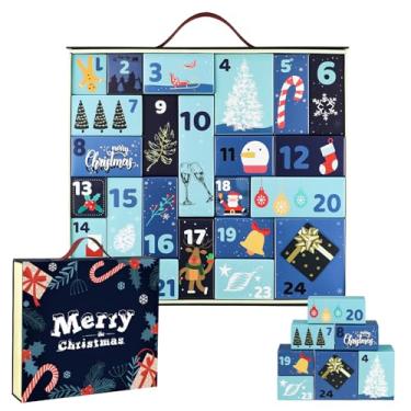 Imagem de Calendário do Advento de Natal 2025, calendário vazio do advento para você mesmo, caixa de contagem regressiva de Natal de 24 dias, caixas de presente vazias reutilizáveis, presentes de Natal para