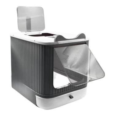 Imagem de Caixa de Areia Fechada para Gatos Luxo com Filtro Anti Odor, Gaveta Deslizante e Pá – Banheiro Higiênico Dobrável(Sanitário Luxo 820 - Branca)