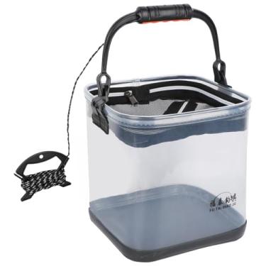 Imagem de Balde de Pesca Espesso com Grande Capacidade Água EVA Transparente Plegável Alça para Viagens e Acampamentos
