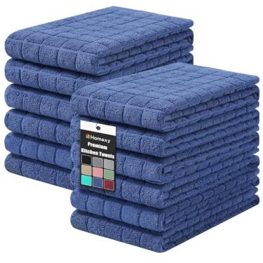 Imagem de Homaxy Toalhas de cozinha de algodão premium 40,6 cm x 71,1 cm, grande toalha de prato natural girada 390 g/m2, toalhas de mão de cozinha felpudas super absorventes, toalha de chá macia com laço para