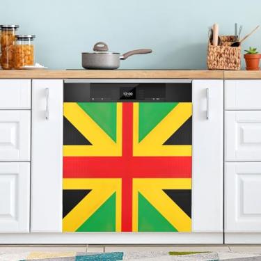 Imagem de Bandeira Jamaicana Rasta Lava-louças Ímã Decorativo Reutilizável Ímã Adesivo de Geladeira 58 x 66 cm