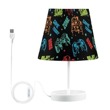 Imagem de Joisal Logos coloridos para jogos, luz noturna preta regulável, lâmpada de LED com abajur abajur de mesa de cabeceira