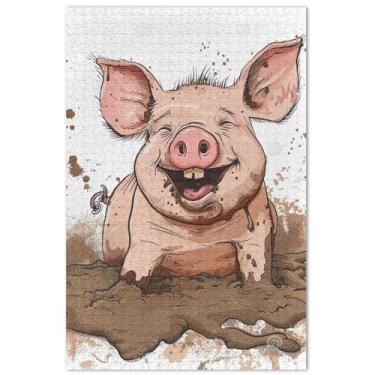 Imagem de Piggy Smiling in the Mud Stock Pig Quebra-cabeça adultos 500 peças jogo quebra-cabeça presentes Prime Puzzles arte flor