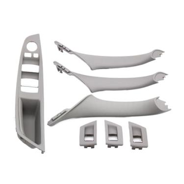 Imagem de Painel da porta interna alça puxar guarnição conjunto interruptor da janela painel de apoio braço compatível para bmw série 5 f10 f11 f18 7 pçs rhd 7 cores(Gray)