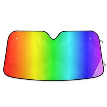 Imagem de Guarda-sol personalizado vibrante arco-íris cores violeta carro pára-brisa engraçado universal dobrável caminhão automotivo pára-brisa proteção de para-sol L, 144,8 cm x 80 cm