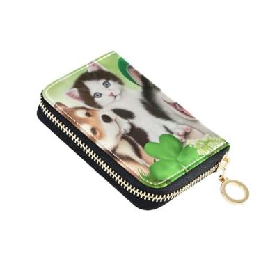Imagem de Carteira feminina fofa de São Patrício Filhote de Filhote de Cachorro Gatinho Pequena Carteira de Cartão de Crédito com Bloqueio de RFID Carteira Masculina Animal com Bolso