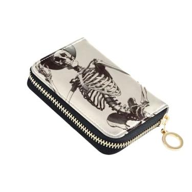 Imagem de Carteiras femininas coloridas de couro, protetor de cartão de crédito, bloqueio de RFID, arte estética, carteira com zíper e bolso para moedas