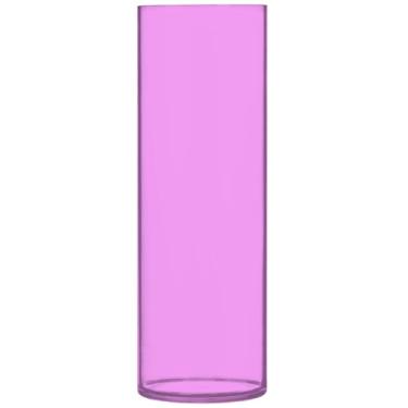 Imagem de Vaso central de cilindro magenta lavanda para mesa, vaso de flores grande, fofo, personalizado, exclusivo, decoração de casa, estética, 30 x 9,9 cm