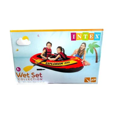 Imagem de Bote Intex Grande 1.85 Metros Inflável Com 2 Remos + Bomba