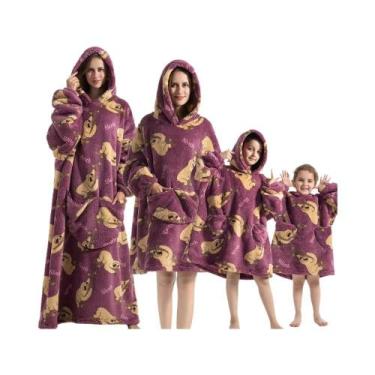 Imagem de Moletom Unissex Oversized De Fleece Com Mangas, Cobertor Gigante De Ha