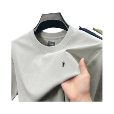 Imagem de Camiseta Masculina De Verão Em Seda E Algodão Com Manga Curta, Respirá