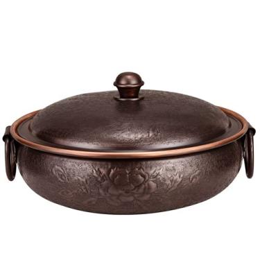 Imagem de Pote quente de cobre puro para uso doméstico, panela quente de indução, panela quente de cobre espesso, restaurante, panela quente (anel vintage de 30 cm)