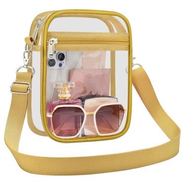 Imagem de UEASE Bolsa transparente aprovada pelo estádio para mulheres, bolsa transversal transparente para eventos em estádios, shows, festivais, Dourado, Large