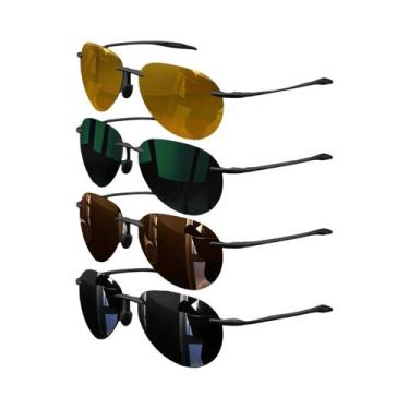 Imagem de Óculos De Sol Aviador Polarizados Ultra Leves 12g 4PCS TR90 Sem Armaçã