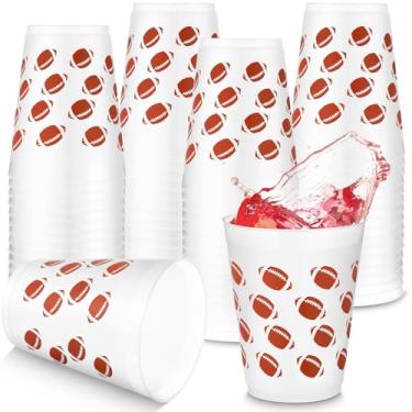Imagem de Tioncy 50 peças de copos de plástico fosco de futebol de 473 ml, copos de plástico de futebol, copo reutilizável fosco de PP transparente a granel para decoração de festa de jogos esportivos café