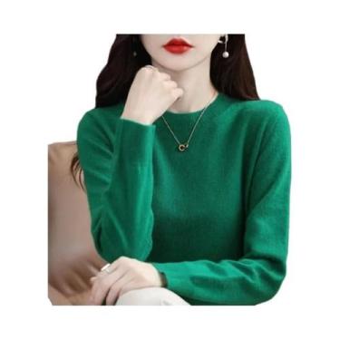 Imagem de Suéter Feminino De Tricô Manga Longa Gola O Quente Casual Pulôver Outo