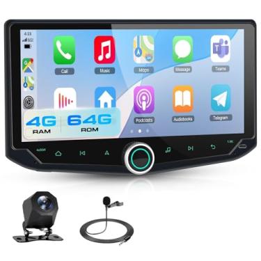 Imagem de 2 DIN Android carro estéreo AM/FM/RDS 4 GB + 64 GB 10,88 polegadas IPS 1600 * 720p tela sensível ao toque rádio sem fio CarPlay Android Auto Bluetooth 5.4 EQ USB-C WiFi GPS Câmera de backup