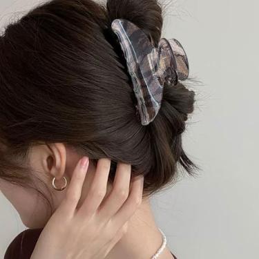 Imagem de Clipes de cabelo de acrílico cristal mulher sexy renda padrão textura maduro meia gravata grampo de tubarão acessórios para cabeça decoração (preto)