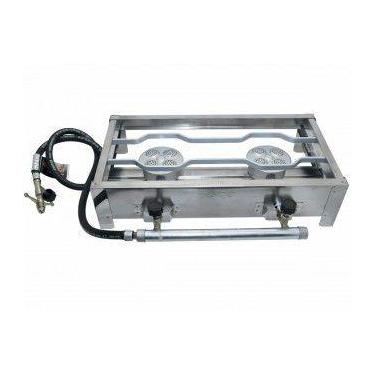 Imagem de Fogão Fogareiro Inox Alta Pressão 2 Bocas Chama Alta Caminhoneiro Camp