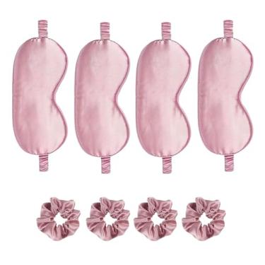 Imagem de Máscara de cetim para os olhos, 8 peças, máscaras de seda para dormir, sombra de olhos sedosa, blecaute, cobertura para olhos, laços de cabelo, presentes de casamento