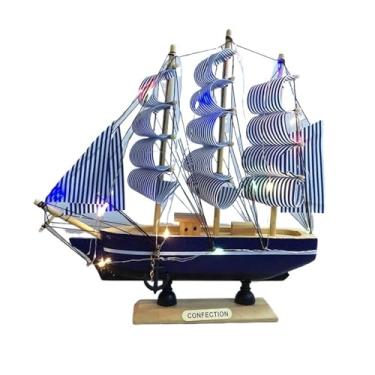 Imagem de shuicui Ornamentos de decoração de mesa de madeira estilo europeu artesanato à vela para casa para modelo de veleiro de 24 cm
